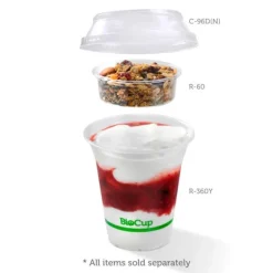 300-700ml Raised Flat No Hole Clear BioCup Lid
