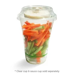 300-700ml Raised Flat No Hole Clear BioCup Lid