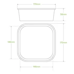 1,000ml White BioBoard Square Takeaway Base