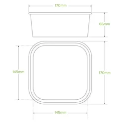 1,200ml White BioBoard Square Takeaway Base