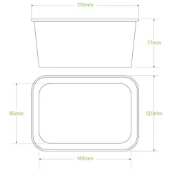 1,000ml White BioBoard Takeaway Base