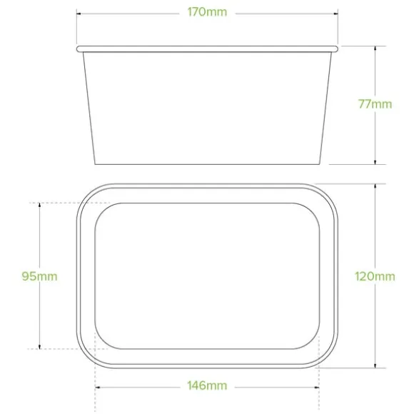 1,000ml White BioBoard Takeaway Base