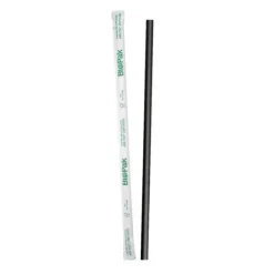 6mm Individual Wrapped Regular Black BioStraw