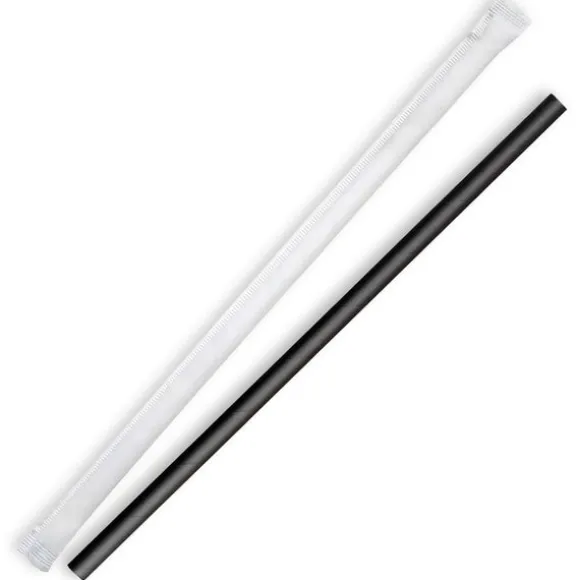 7mm Individually Wrapped Regular Black BioStraws