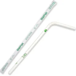 6mm Individually Wrapped White Bendy Straw