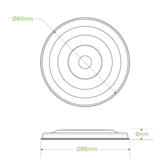 80mm Plant Fibre Flat Cold Paper BioCup Lid