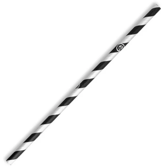 6mm Regular Black Stripe BioStraw