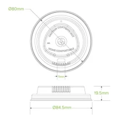 80mm Small White Plant Fibre BioCup Lid