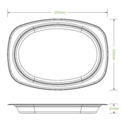 23x16cm/ 9.2x6.5" Rectangular Oval Plant Fibre Plate