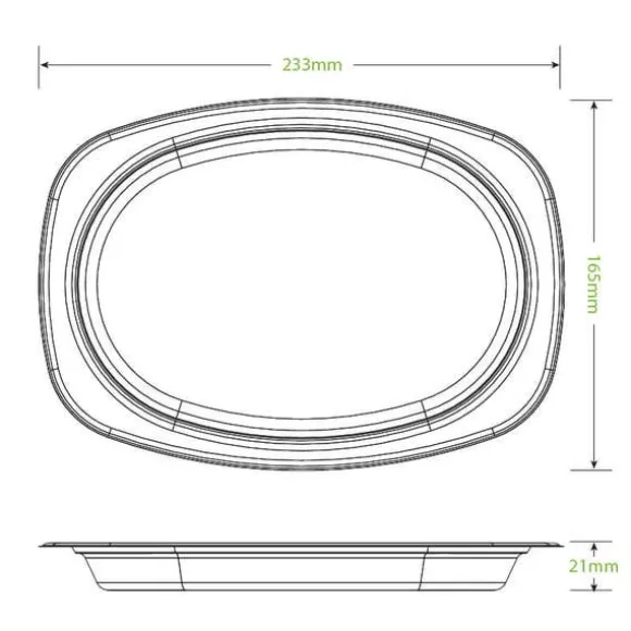 23x16cm/ 9.2x6.5" Rectangular Oval Plant Fibre Plate