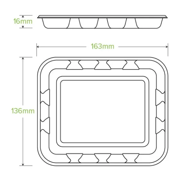 16x14x2cm / 6x5" Plant Fibre Produce Tray