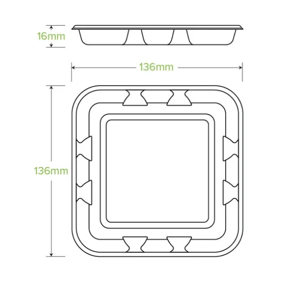 14x14x2cm / 5x5" Plant Fibre Produce Tray