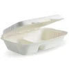 23x15x8cm / 9x6x3in 2-Compartment White Plant Fibre Clamshell