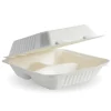 20x22x8cm / 7.8x8x3in 3-Compartment White Plant Fibre Clamshell