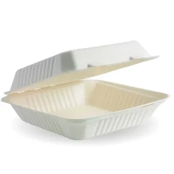 23x23x8cm / 9x9x3in White Plant Fibre Clamshell