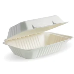 23x15x8cm / 9x6x3in White Plant Fibre Clamshell