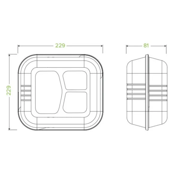 23x23x8cm 3-Compartment White Plant Fibre Clamshell